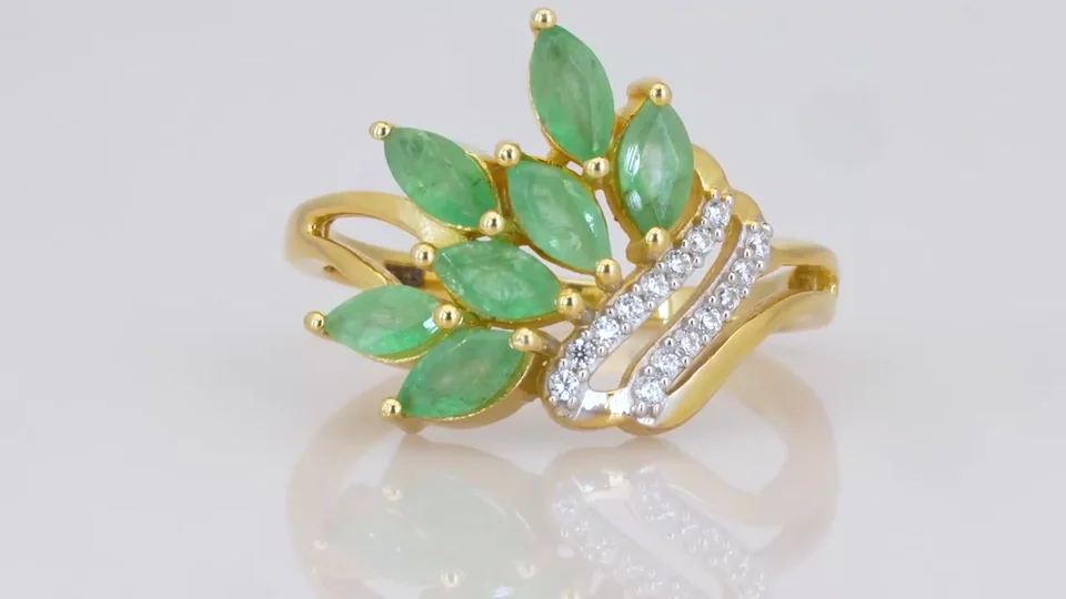 Кольцо Серебро 925 Эфиопский изумруд Циркон (Позолота), фото 7