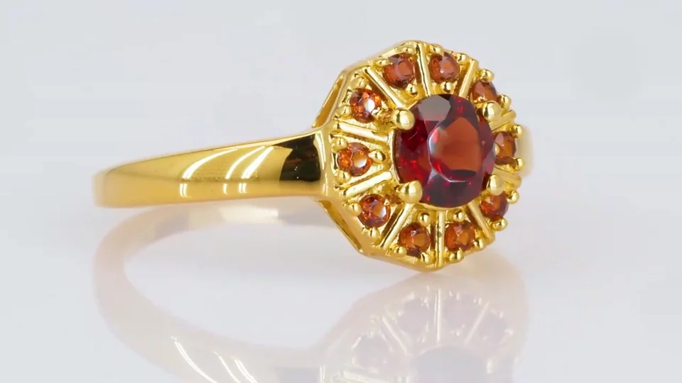 Uzuk Kumush 925 Barton Granat (Tilla yugurtirilgan), rasm 13