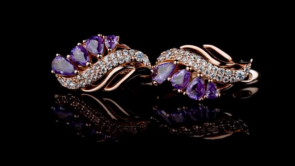 Серьги розовая позолота 18 карат, бижутерия, фото 10