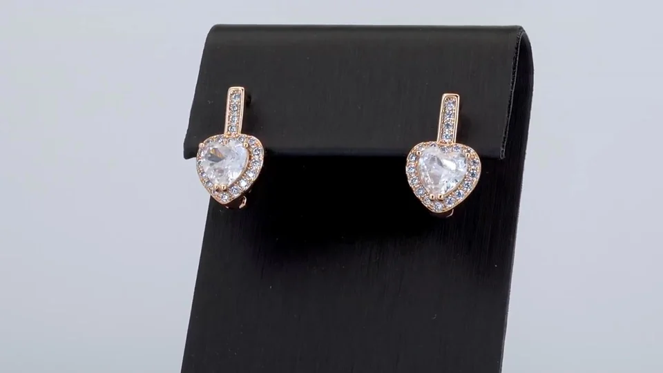 Серьги розовая позолота 18 карат, бижутерия, фото 9