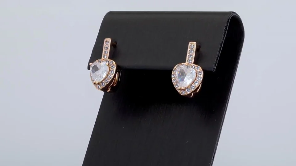 Серьги розовая позолота 18 карат, бижутерия, фото 12