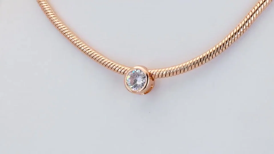 Цепь со вставкой, розовая позолота 18K, бижутерия, фото 7