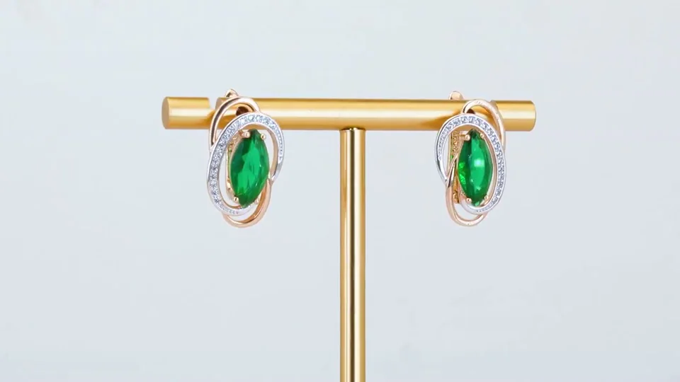 Серьги розовая позолота 18 карат, бижутерия, фото 9
