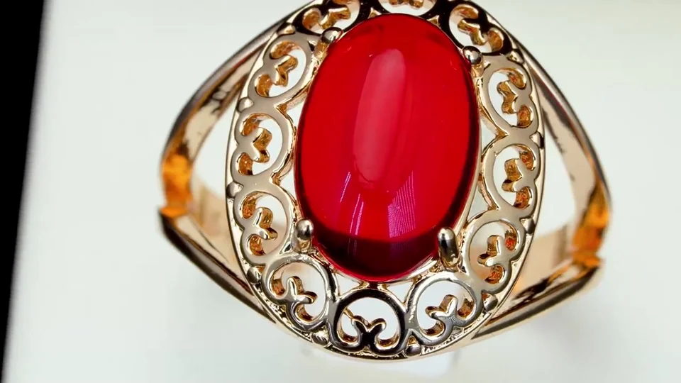 Ayollar uchuk bijuteriya, pushti tilla yugurtirilgan, qizil tosh bilan, rasm 5