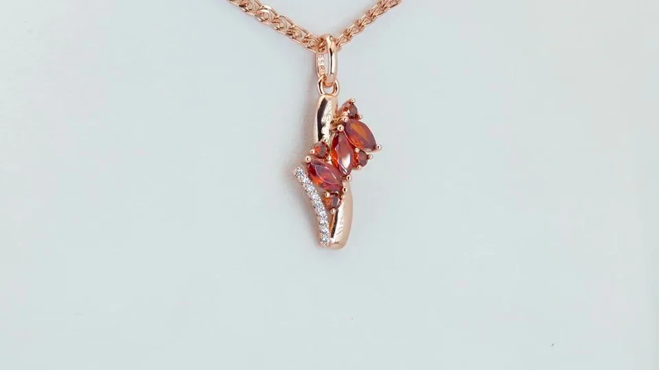 Marjon bijuteriya 18 karat pushti tilla yugurtirilgan qizil-to'q sariq tosh, rasm 12