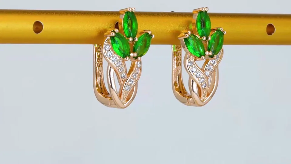 Серьги розовая позолота 18 карат, бижутерия, фото 11