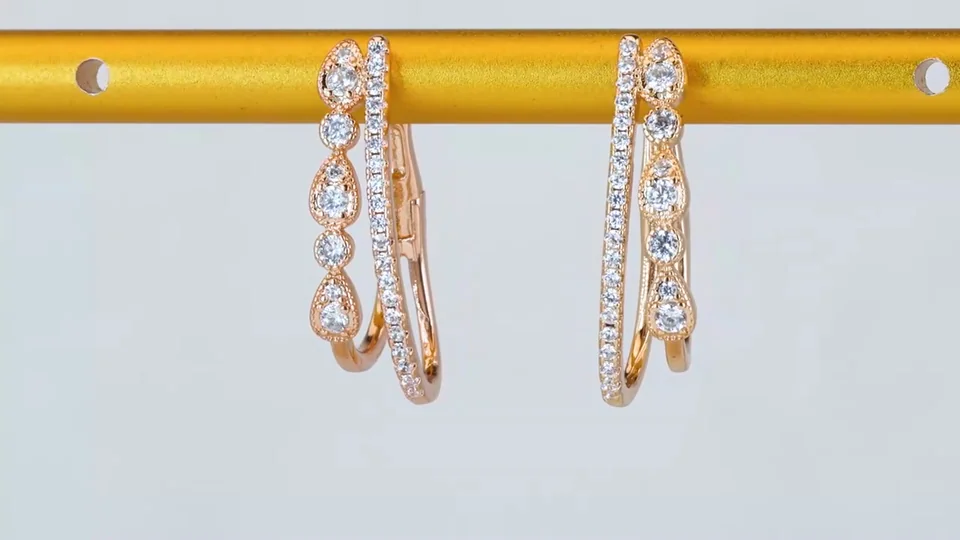 Серьги розовая позолота 18 карат, бижутерия, фото 12