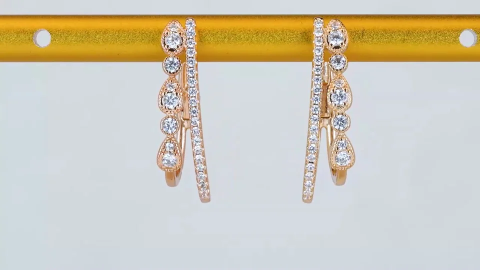 Серьги розовая позолота 18 карат, бижутерия, фото 14