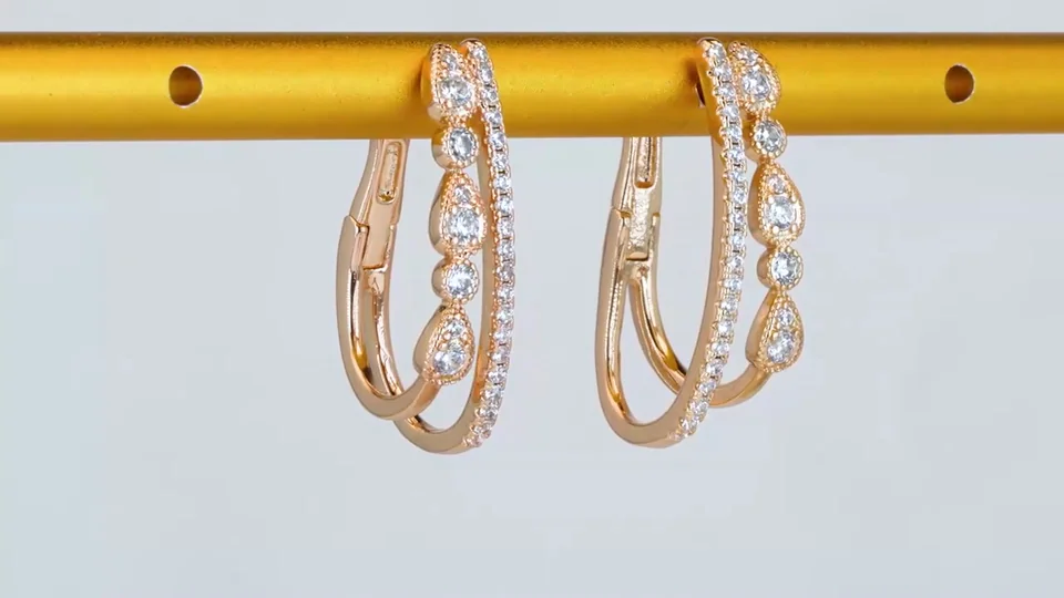 Серьги розовая позолота 18 карат, бижутерия, фото 15
