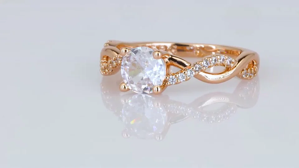 Кольцо розовая позолота 18 карат, бижутерия, фото 14