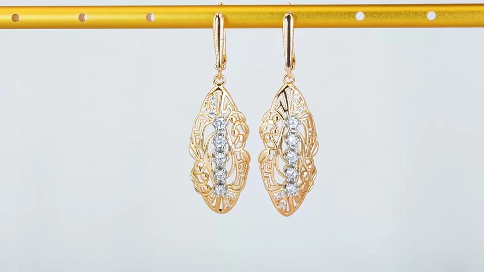 Ziraklar bijuteriya 18 karat pushti tilla yugurtirilgan oq tosh bilan, rasm 13