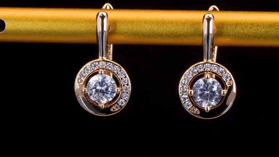 Серьги желтая позолота 18 карат, бижутерия, фото 10