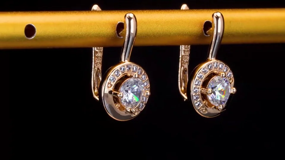 Серьги желтая позолота 18 карат, бижутерия, фото 12
