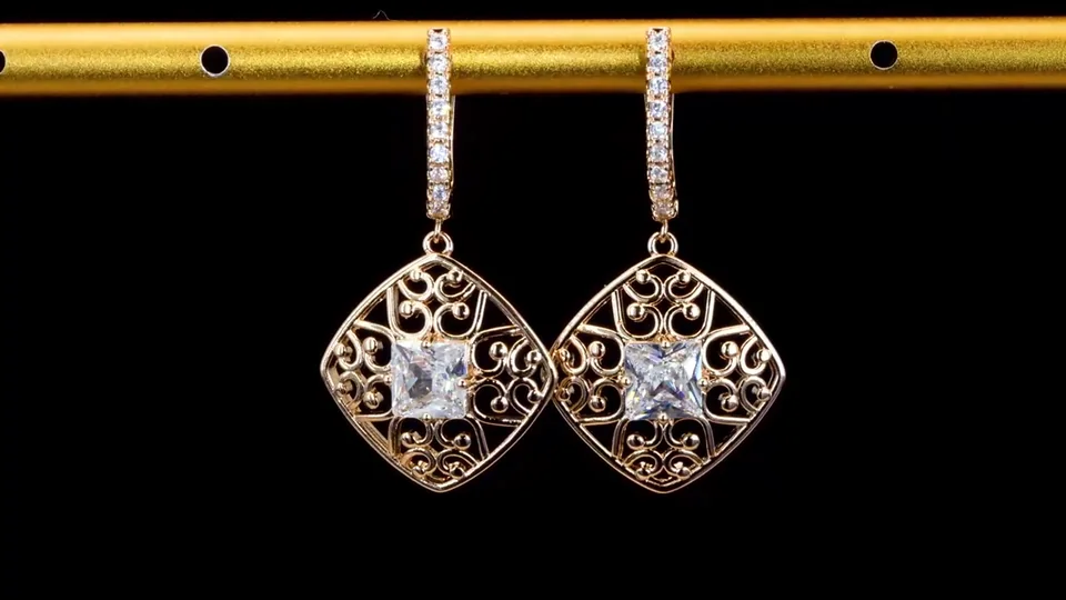 Серьги розовая позолота 18 карат, бижутерия, фото 8