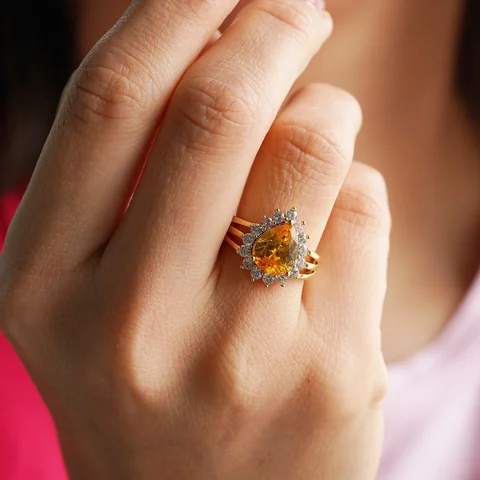 Uzuk tilla yugurtirilgan 18 karat bijuteriya Fianit