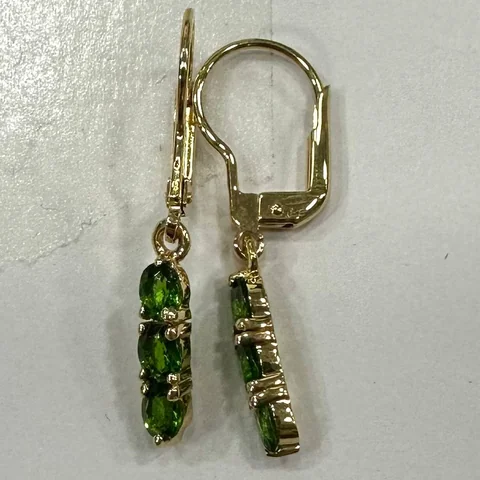 Серьги серебро 925 хромдиопсид позолота