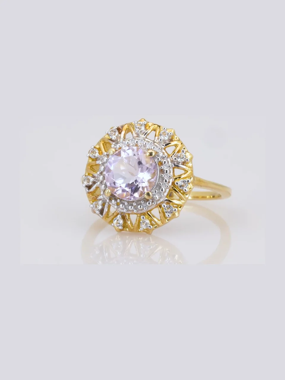 Uzuk Kumush 925 Ametist Rose de France Braziliya topazi (Tilla yugurtirilgan), rasm 10