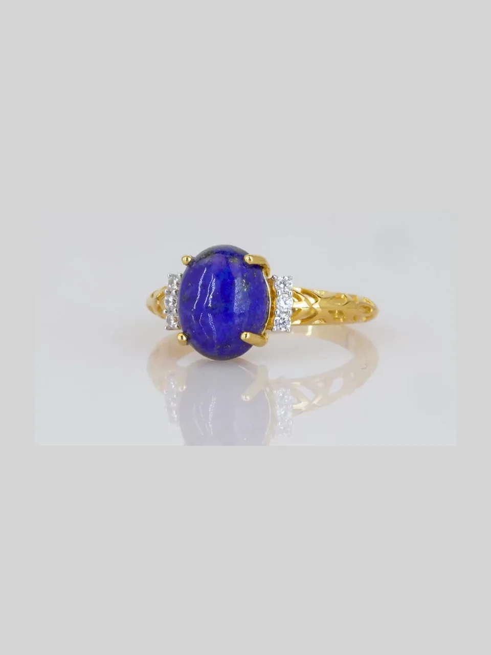 Uzuk Kumush 925 Badaxshon lapis lazuli Oq zirkon, rasm 5