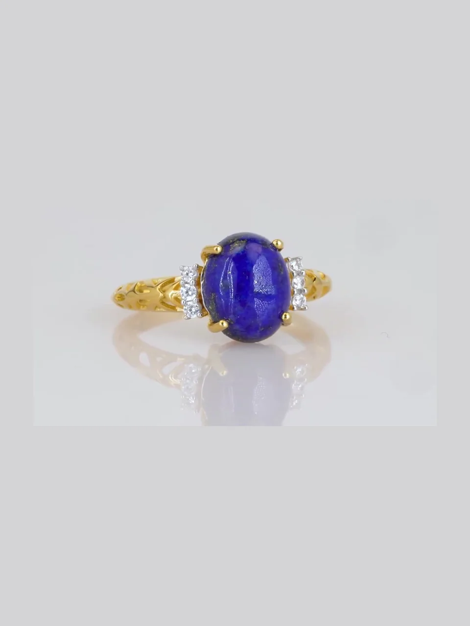 Uzuk Kumush 925 Badaxshon lapis lazuli Oq zirkon, rasm 6