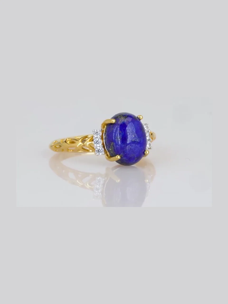 Uzuk Kumush 925 Badaxshon lapis lazuli Oq zirkon, rasm 7