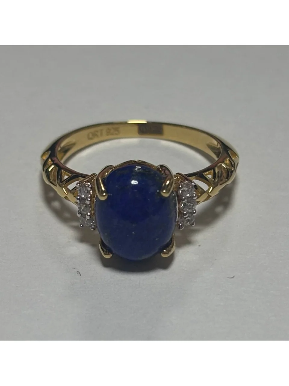 Uzuk Kumush 925 Badaxshon lapis lazuli Oq zirkon, rasm 9