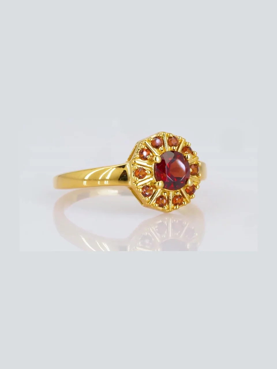 Uzuk Kumush 925 Barton Granat (Tilla yugurtirilgan), rasm 8