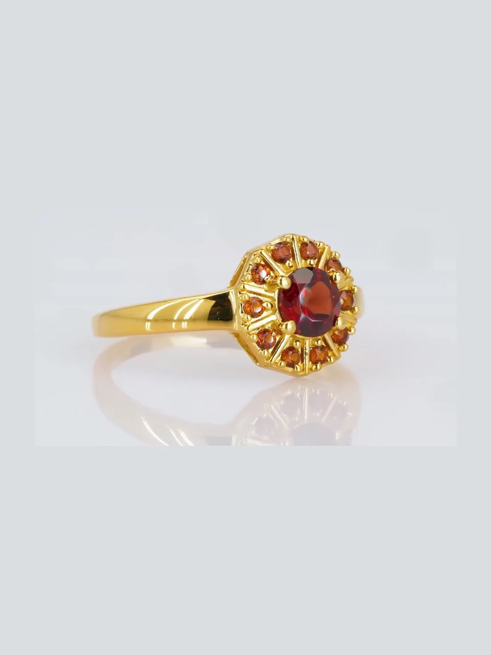 Uzuk Kumush 925 Barton Granat (Tilla yugurtirilgan), rasm 9