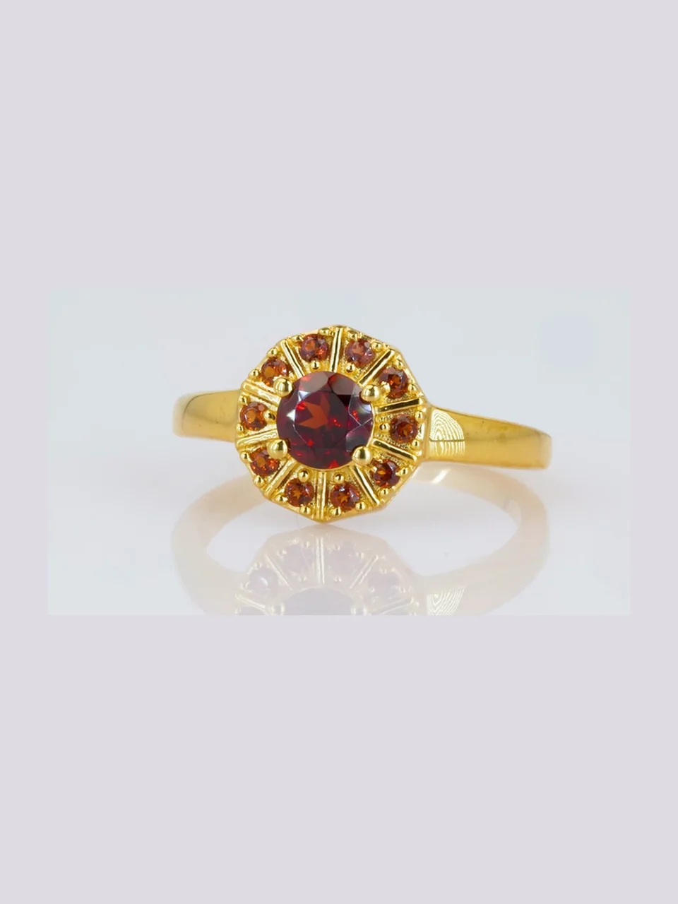 Uzuk Kumush 925 Barton Granat (Tilla yugurtirilgan), rasm 10