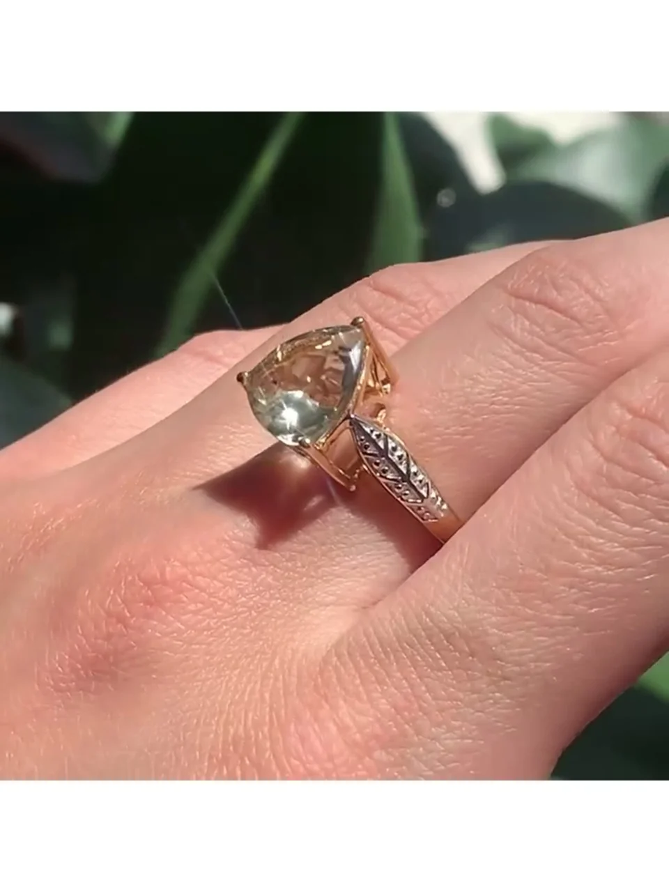 Кольцо Серебро 925 Зеленый Аметист (Позолота), фото 11