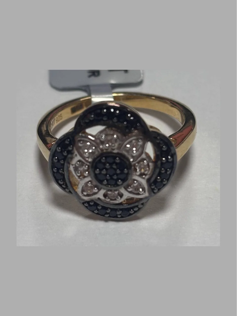 Uzuk Kumush 925 Tog'-badaxshon qora spinel Sirkon (Tilla yugurtirilgan), rasm 2