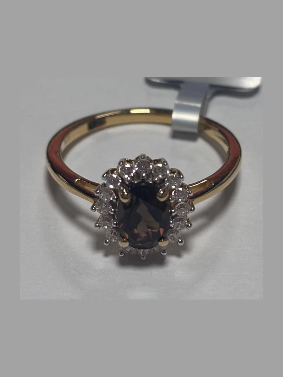 Кольцо Серебро 925 Дымчатый кварц Циркон (Позолота), фото 5