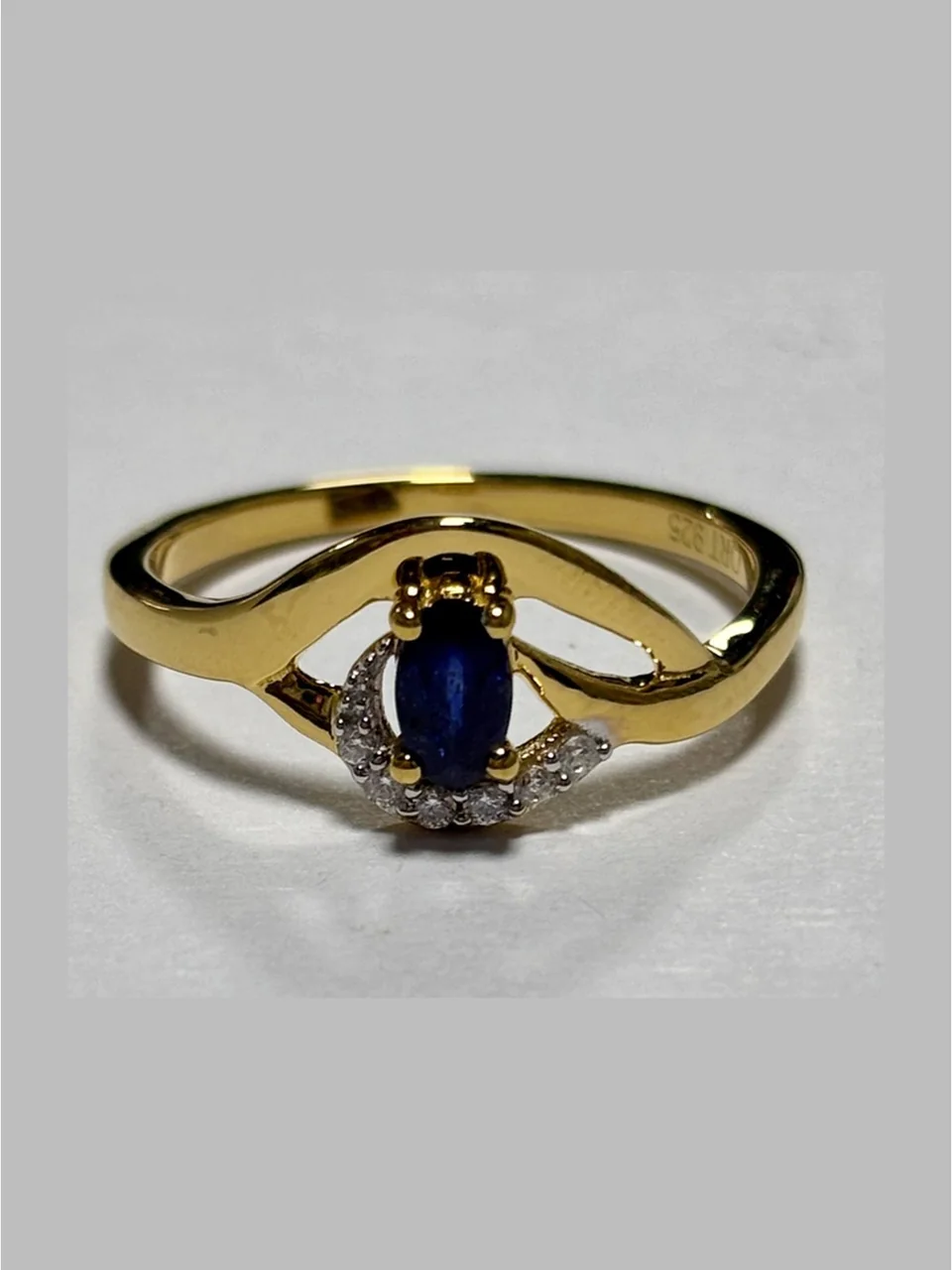 Uzuk Kumush 925 Madagaskar safir Oq tsirkon, rasm 9