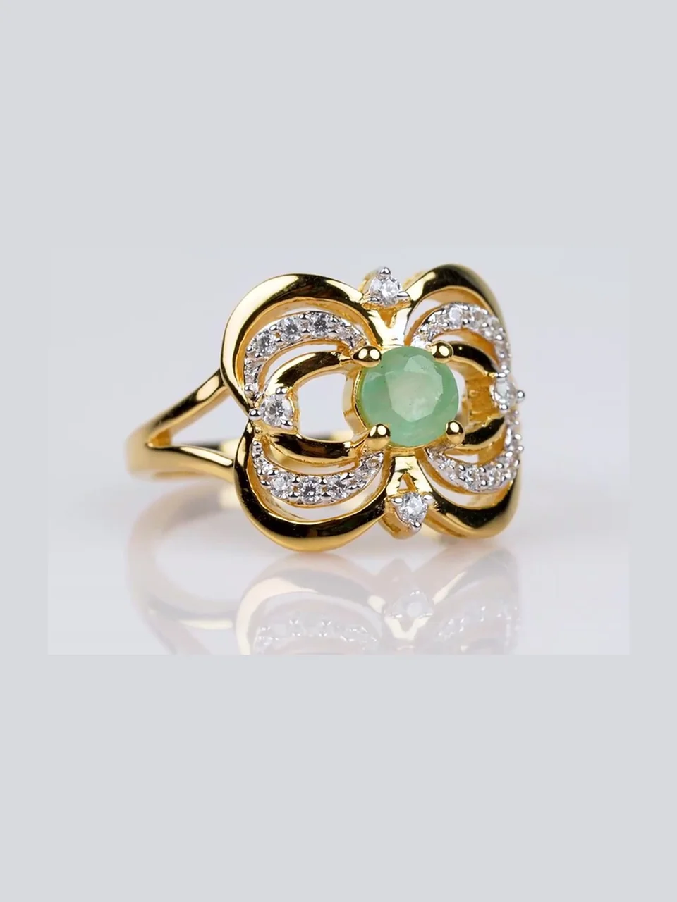 Uzuk Kumush 925 Efiop zumrad Oq tsirkon, rasm 9