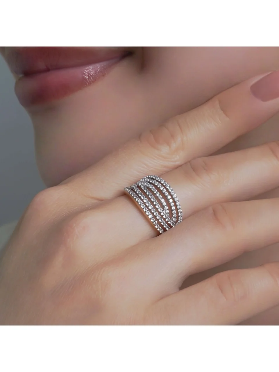 Uzuk Kumush 925 Oq Topaz (Tilla Yugurtirilgan), rasm 5