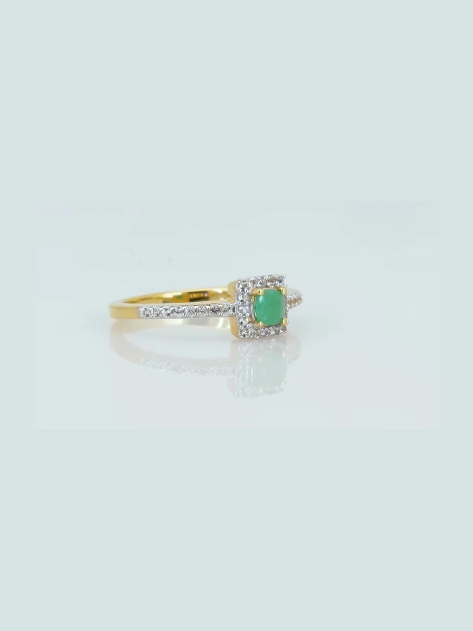 Uzuk Kumush 925 Braziliya Zumrudi Topaz Oq (Tilla yugurtirilgan), rasm 8