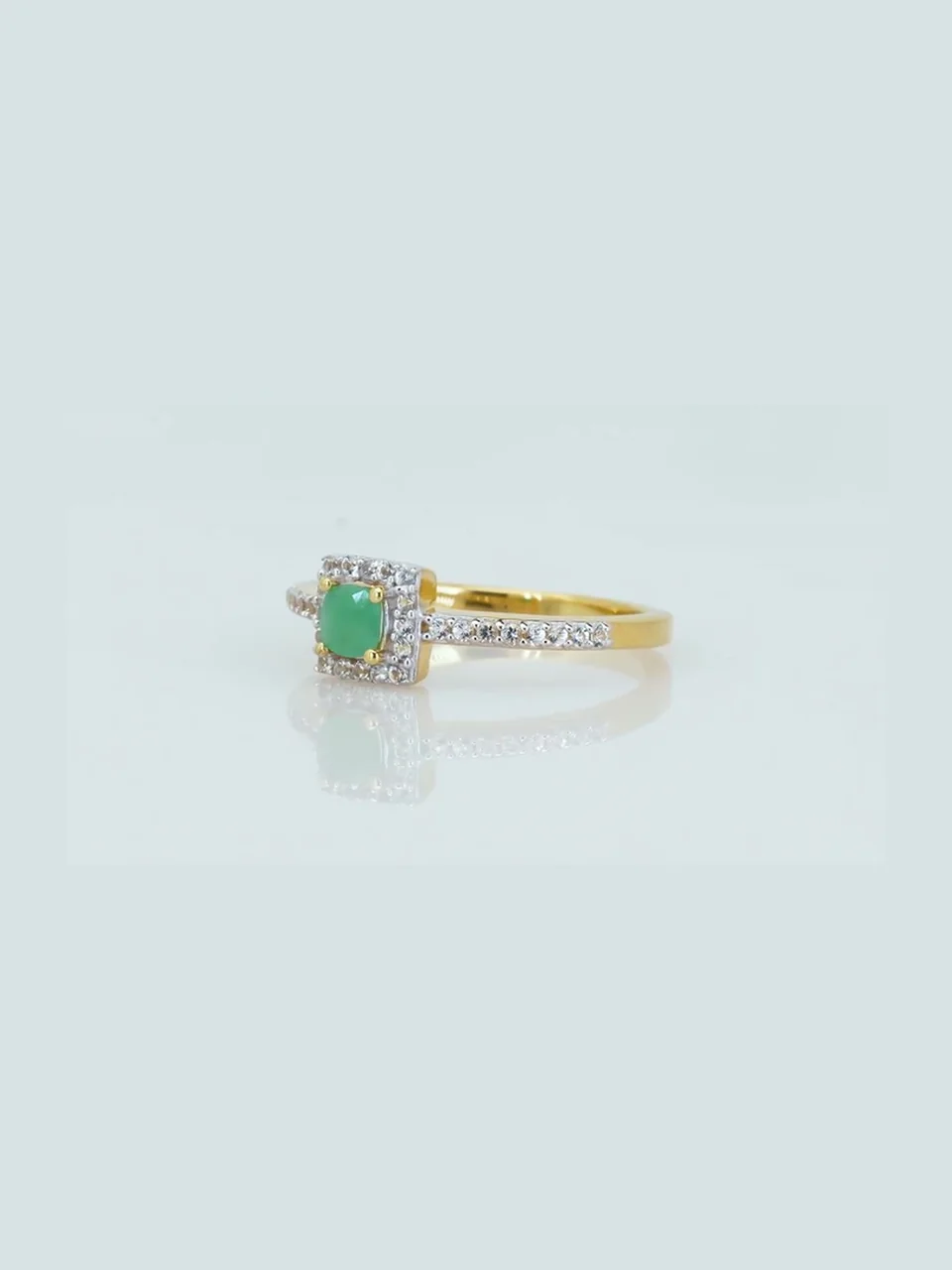 Uzuk Kumush 925 Braziliya Zumrudi Topaz Oq (Tilla yugurtirilgan), rasm 9