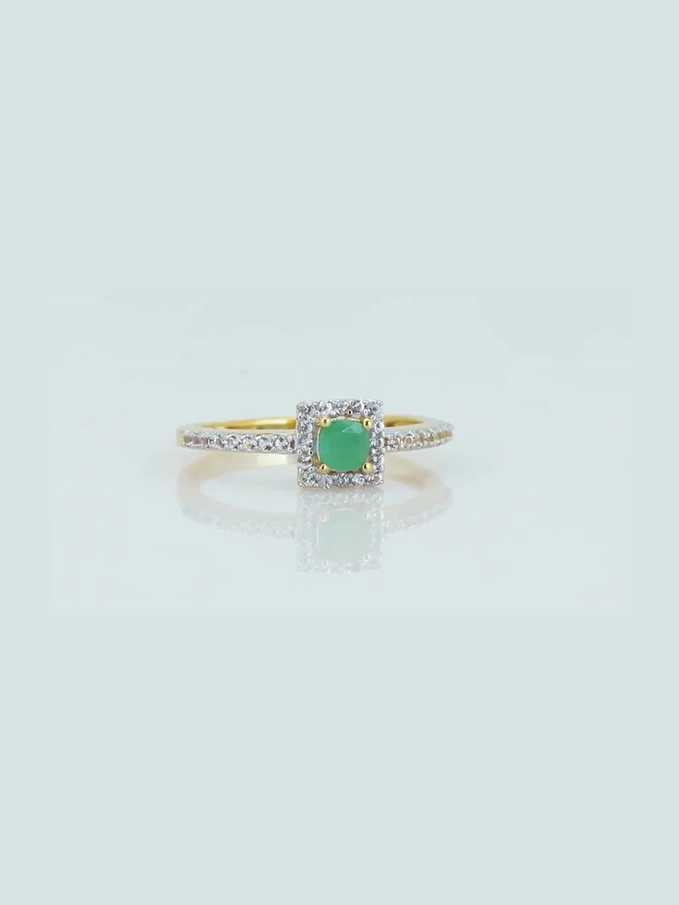 Uzuk Kumush 925 Braziliya Zumrudi Topaz Oq (Tilla yugurtirilgan), rasm 10