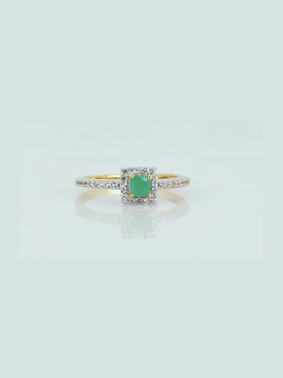 Uzuk Kumush 925 Braziliya Zumrudi Topaz Oq (Tilla yugurtirilgan), rasm 11