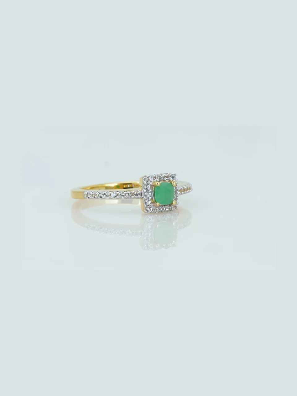 Uzuk Kumush 925 Braziliya Zumrudi Topaz Oq (Tilla yugurtirilgan), rasm 12