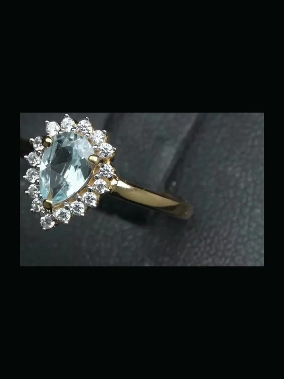 Uzuk Kumush 925 Sky Blue Topazi (Tilla Yugurtirilgan), rasm 6