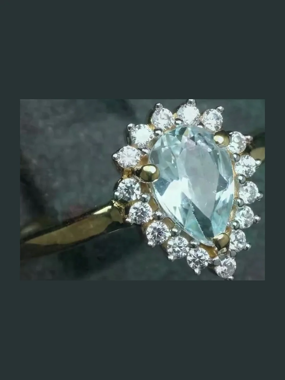 Uzuk Kumush 925 Sky Blue Topazi (Tilla Yugurtirilgan), rasm 7