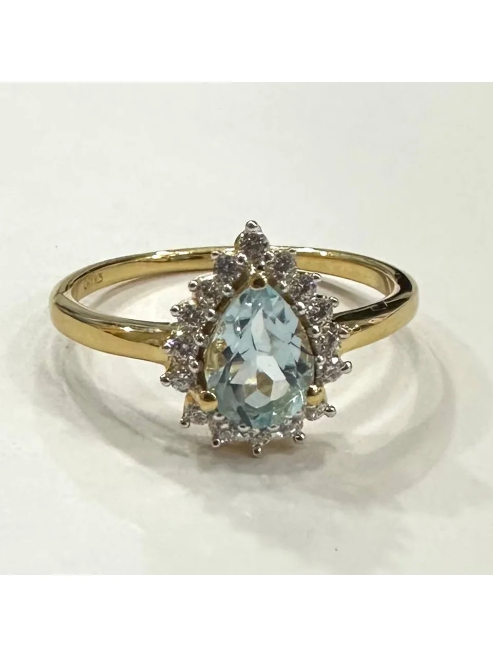 Uzuk Kumush 925 Sky Blue Topazi (Tilla Yugurtirilgan), rasm 10