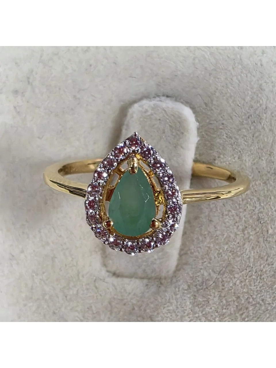 Кольцо Серебро 925 Эфиопский изумруд Белый циркон, фото 2