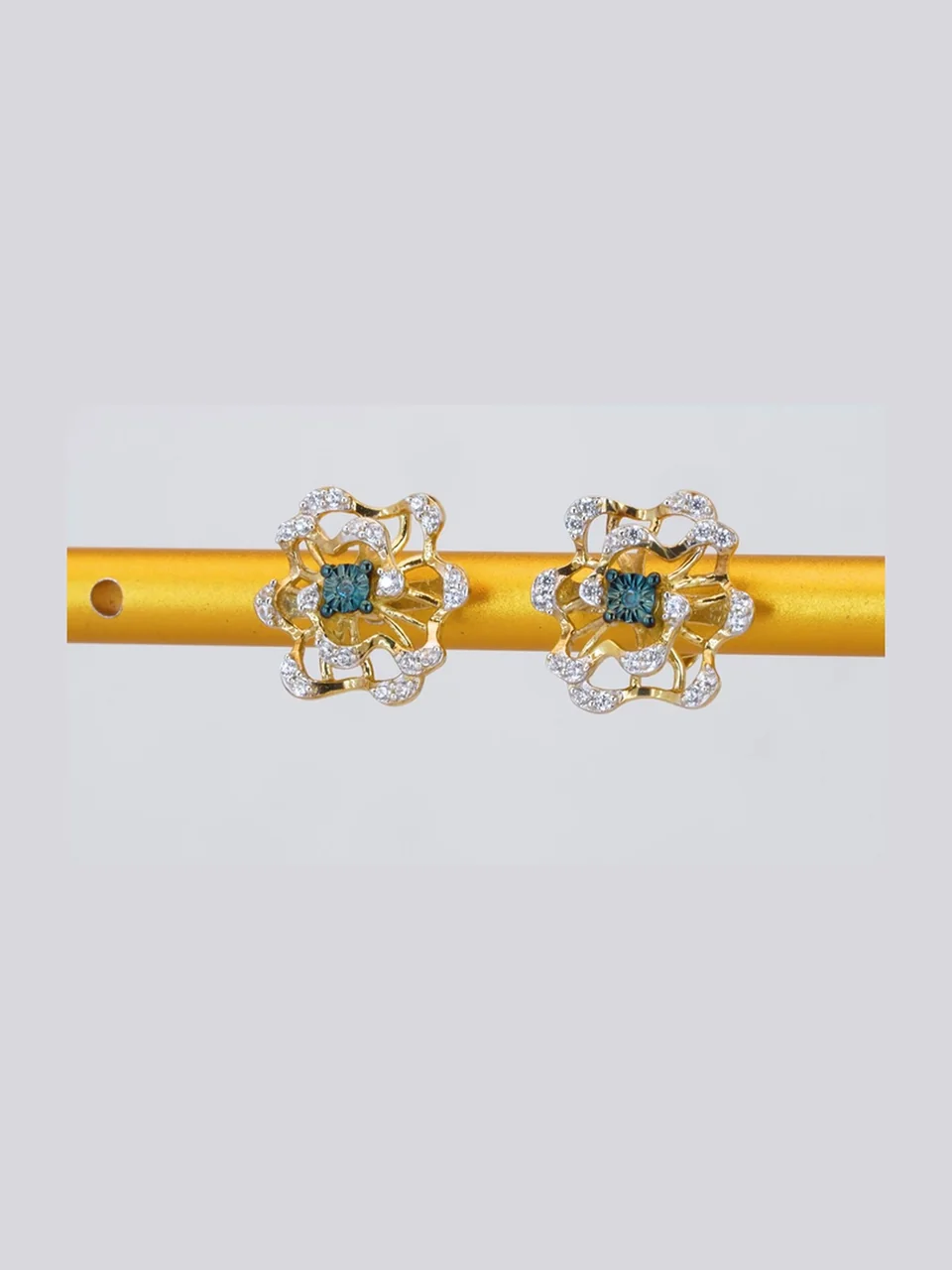 Серьги Серебро 925 Синий бриллиант Циркон Циркон (Позолота), фото 7