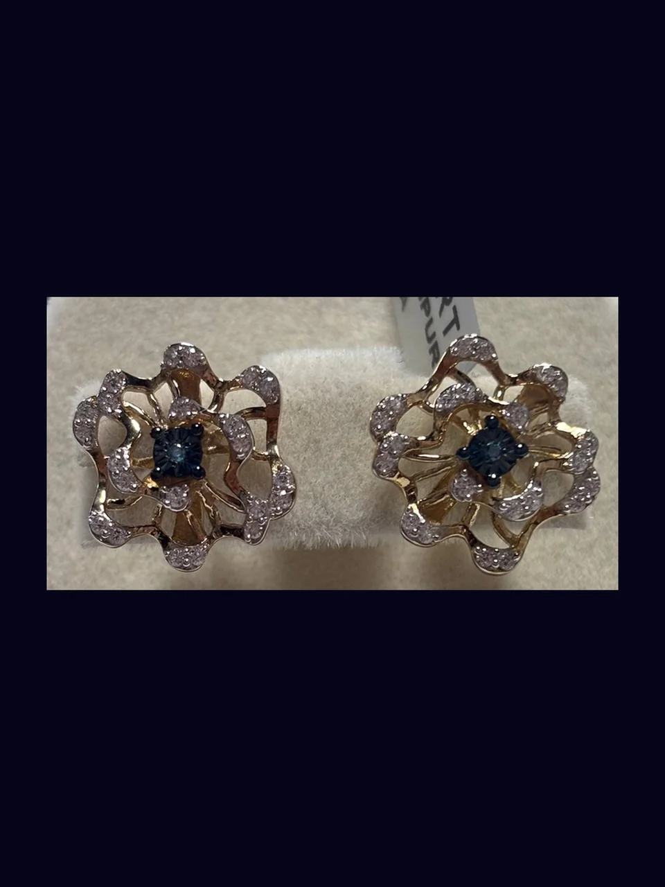 Серьги Серебро 925 Синий бриллиант Циркон Циркон (Позолота), фото 8