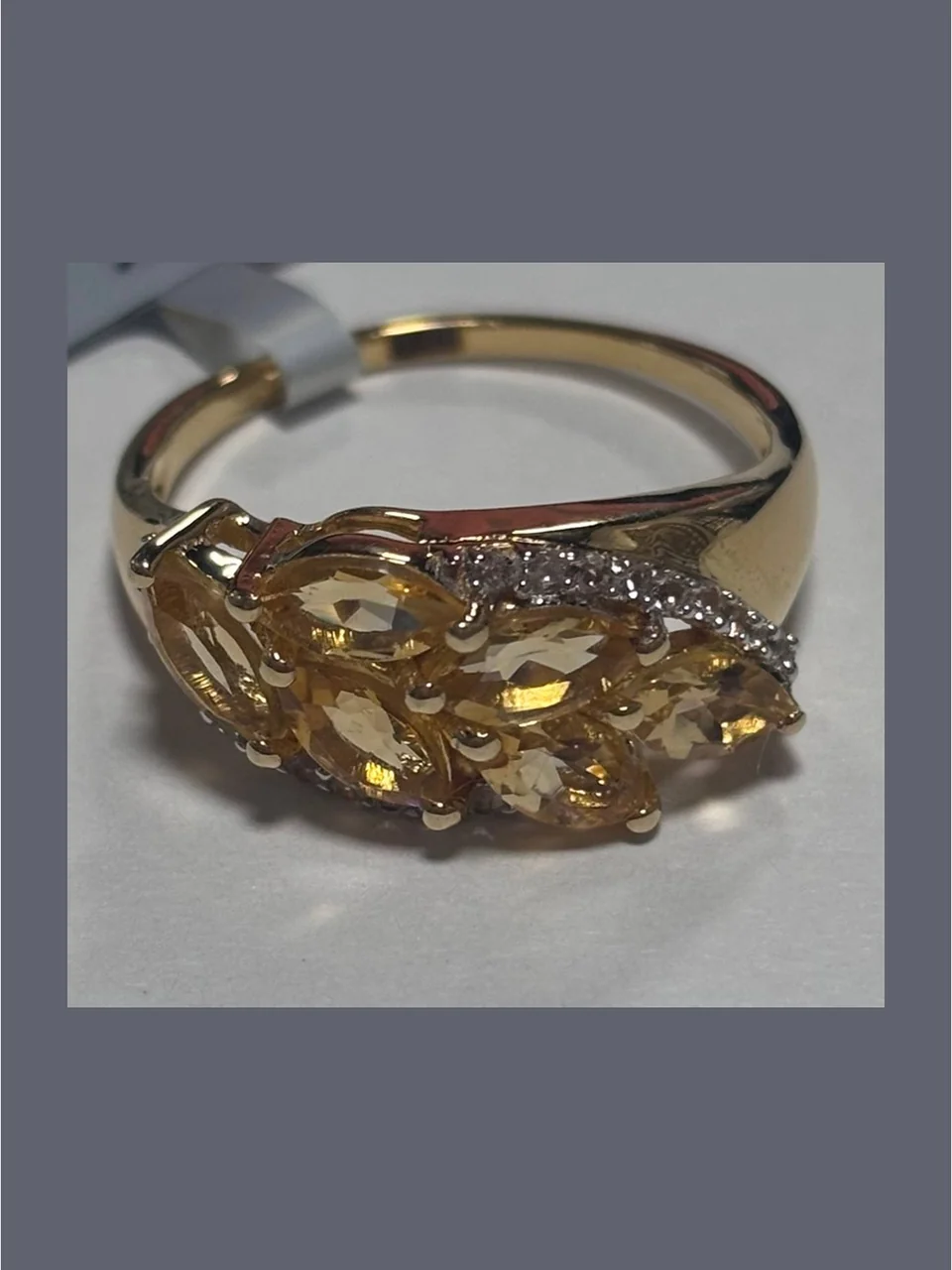 Uzuk Kumush 925 Braziliya sitrin Braziliya topaz (Tilla yugurtirilgan), rasm 2