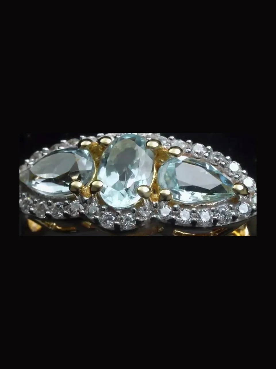 Uzuk Kumush 925 Sky Blue Topazi (Tilla Yugurtirilgan), rasm 8