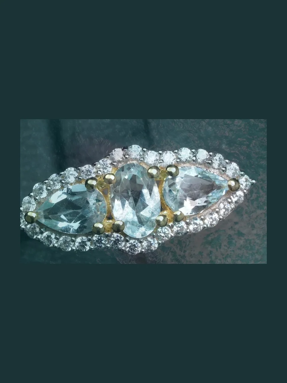 Uzuk Kumush 925 Sky Blue Topazi (Tilla Yugurtirilgan), rasm 10
