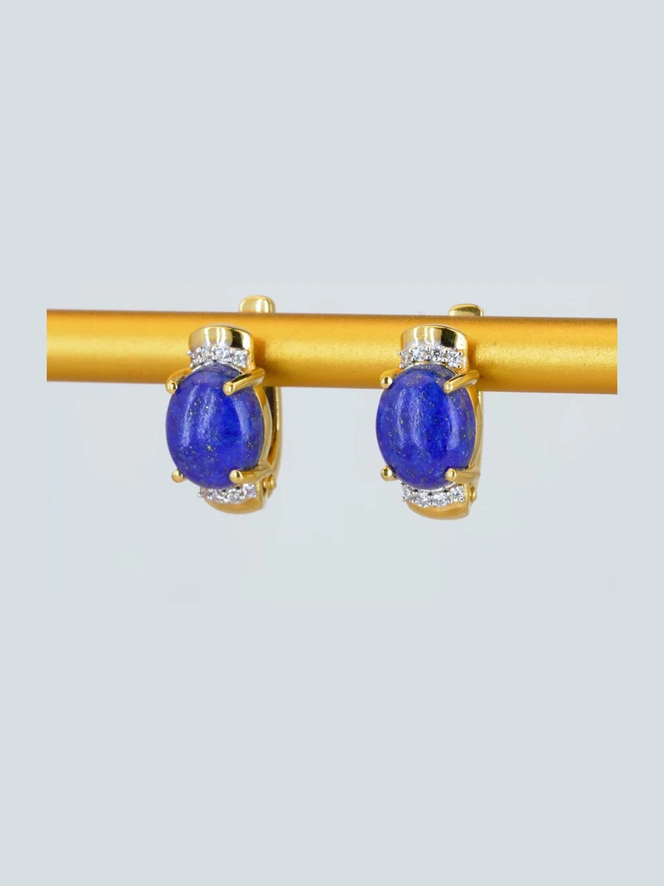 Серьги Серебро 925 Бадахшанский лазурит Белый циркон, фото 9