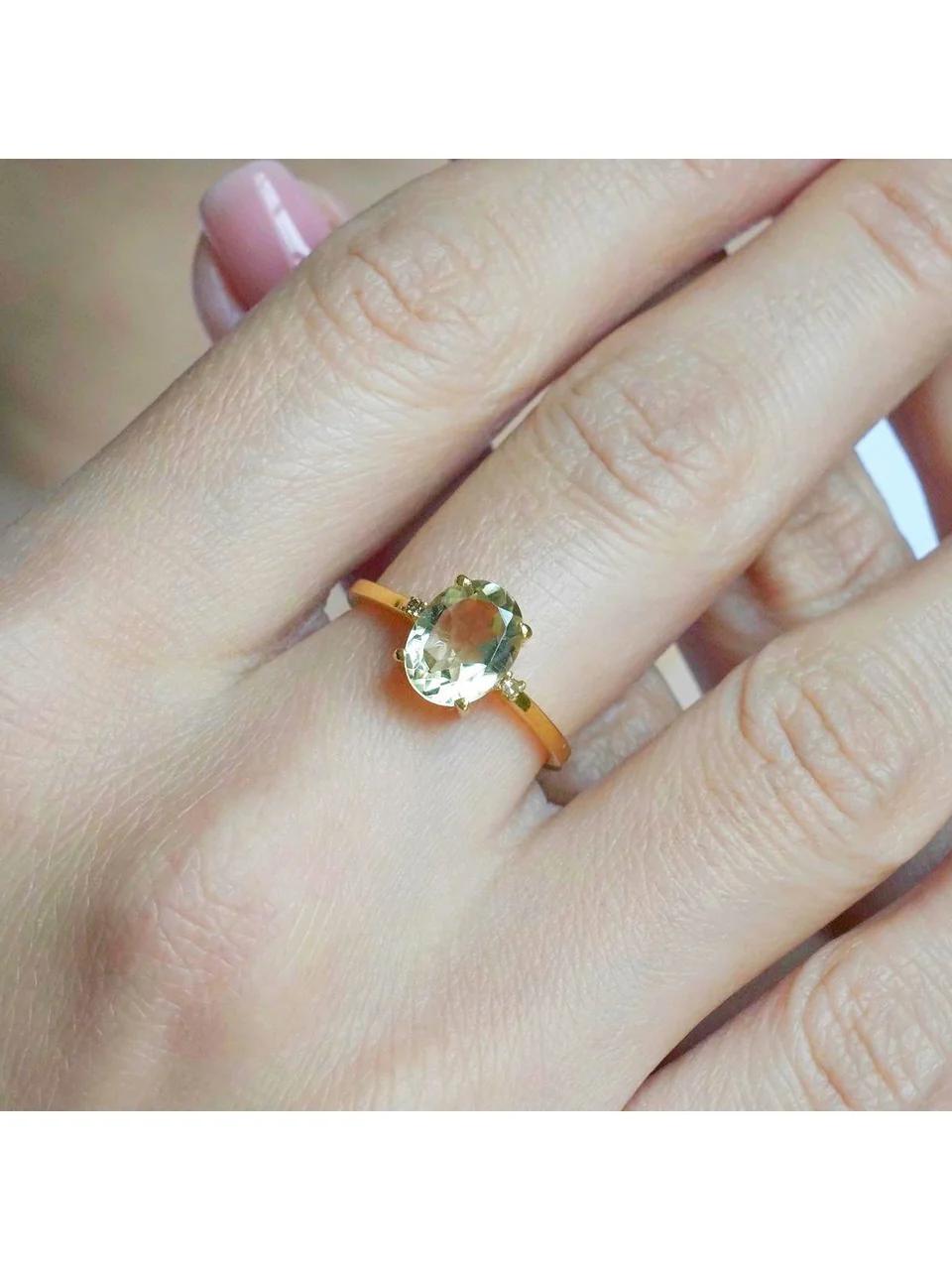 Uzuk Kumush 925 Jigarrang Brilliant Limon rang Topaz (tilla yugurtirilgan), rasm 5